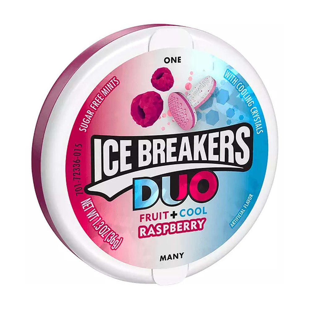 Hersheys Ice Breakers Duo Fruit Plus Cool Raspberry Mints, 1.3 Oz
